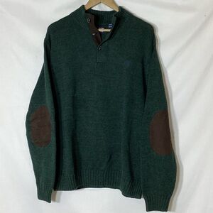 NWT Mens CHAPS Green 3 Button Patch Elbow Cotton Sweater Size XL